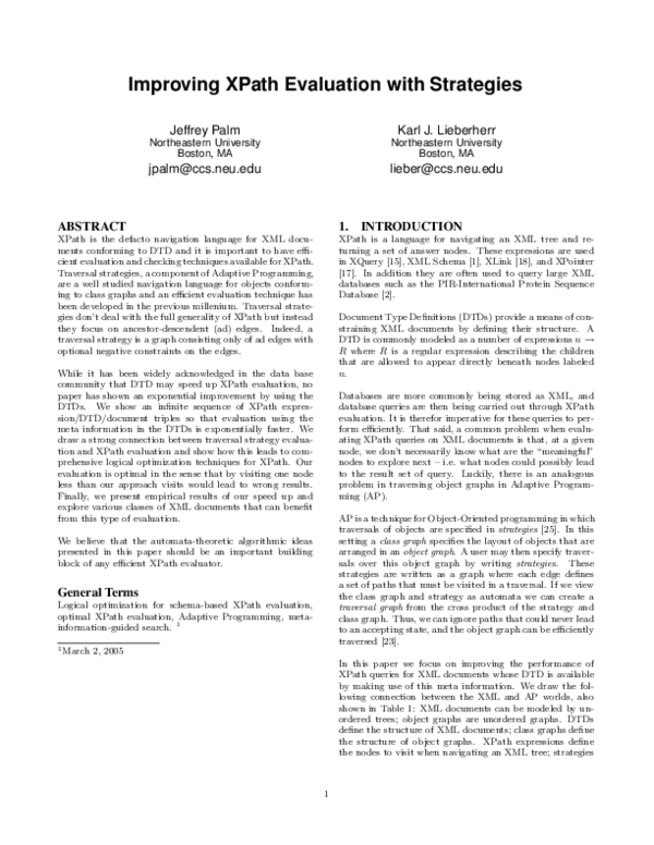 (PDF) Improving xpath evaluation with strategies