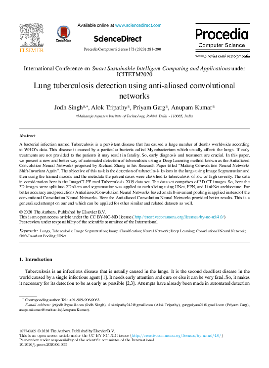 (PDF) Lung tuberculosis detection using anti-aliased convolutional networks