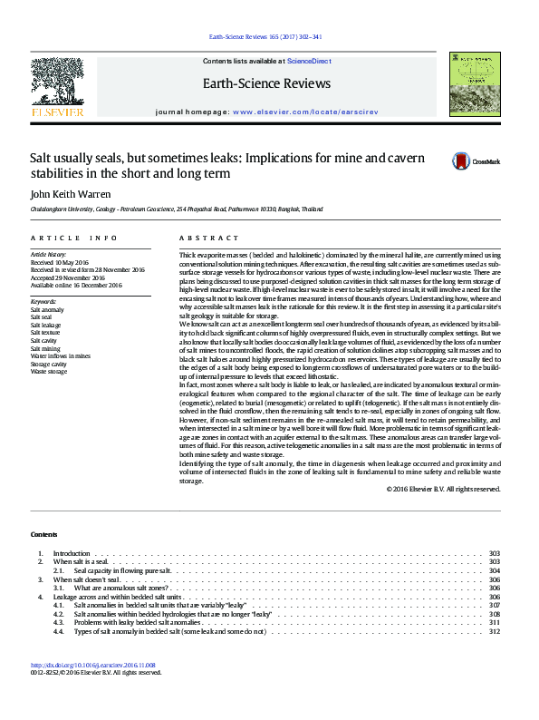 (PDF) Salt usually seals, but sometimes leaks: Implications for mine ...