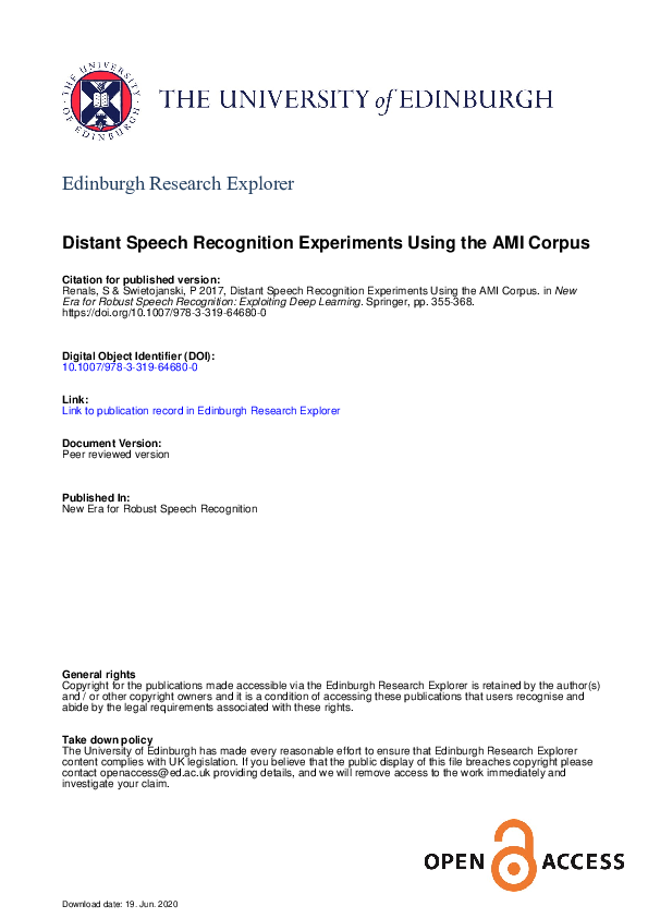 (PDF) New Era for Robust Speech Recognition