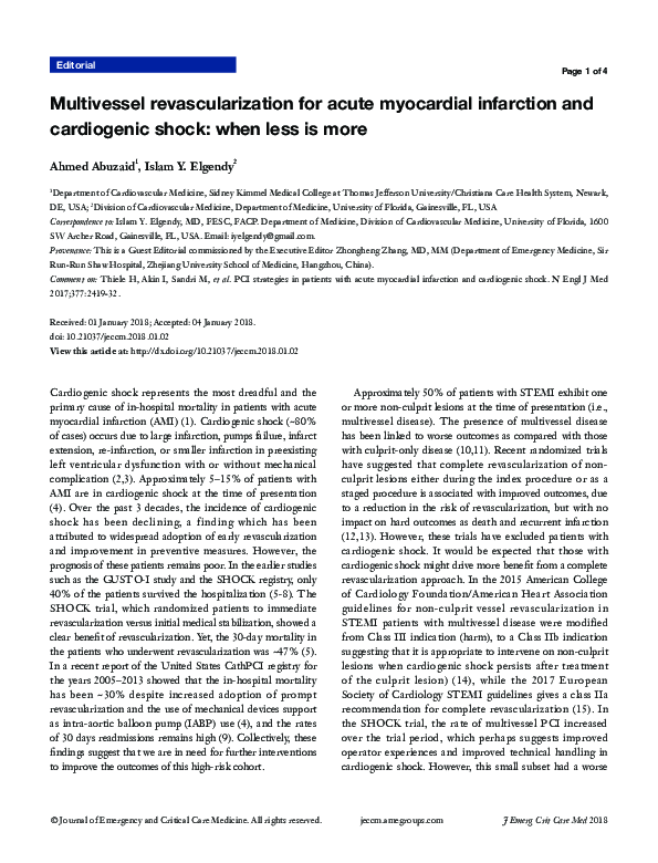 (PDF) Multivessel revascularization for acute myocardial infarction and ...