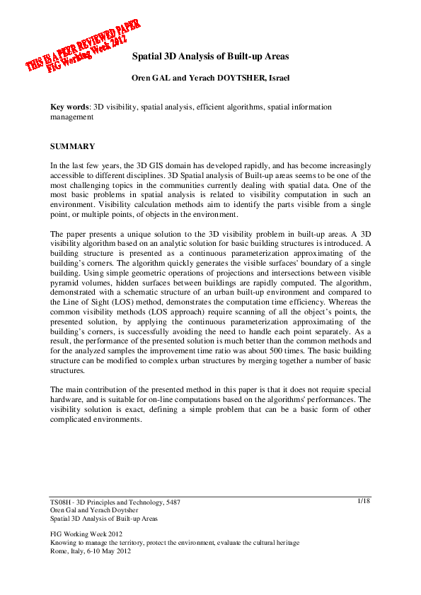 (PDF) Spatial 3D analysis of built-up areas