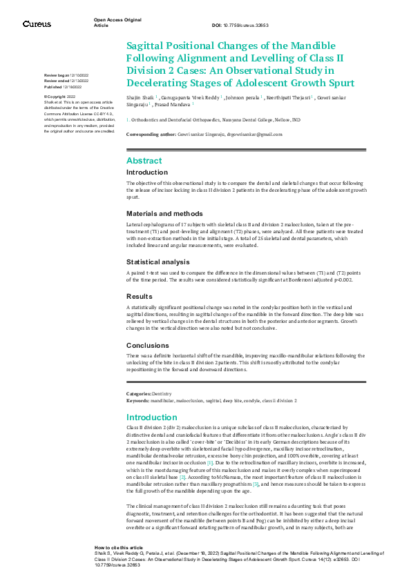 (PDF) Sagittal Positional Changes of the Mandible Following Alignment ...
