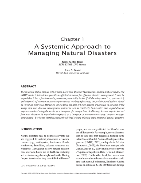 (PDF) A Systemic Approach to Managing Natural Disasters