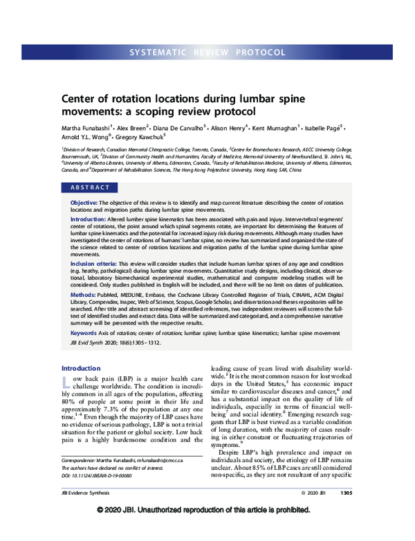 (PDF) Center of rotation locations during lumbar spine movements: a ...