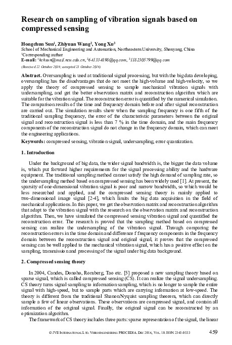 (PDF) Research on sampling of vibration signals based on compressed sensing