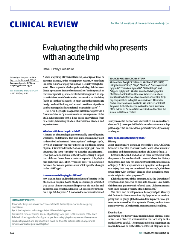 (PDF) Evaluating the child who presents with an acute limp
