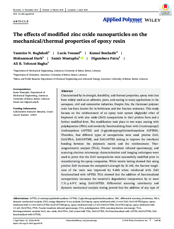 (PDF) The effects of modified zinc oxide nanoparticles on the ...