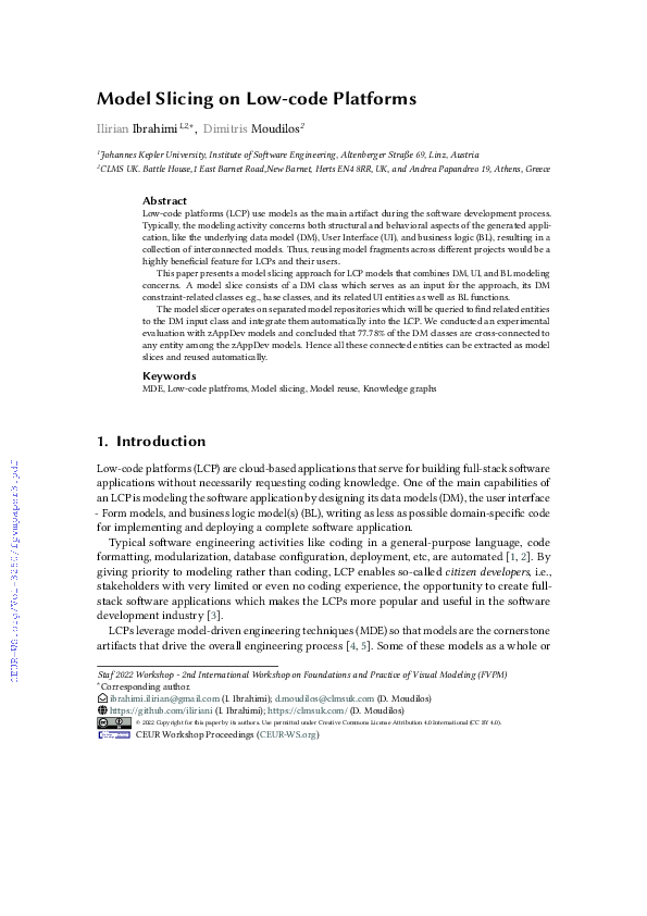 (PDF) Model Slicing on Low-code Platforms