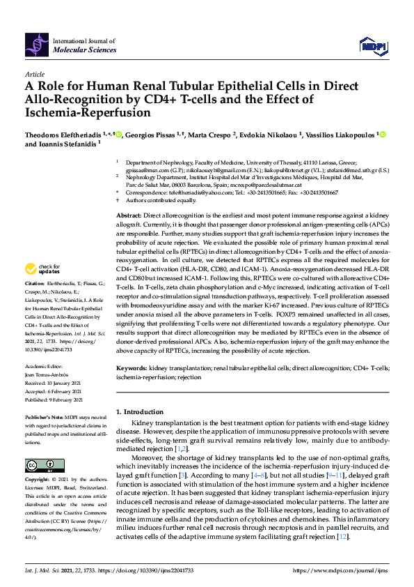 (PDF) A Role for Human Renal Tubular Epithelial Cells in Direct Allo ...