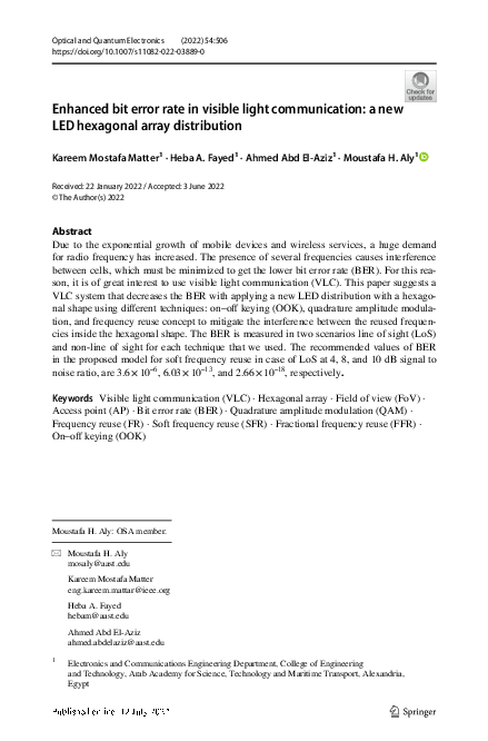 (PDF) Enhanced bit error rate in visible light communication: a new LED ...