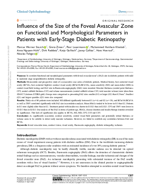 Influence of the Size of the Foveal Avascular Zone on Functional and ...