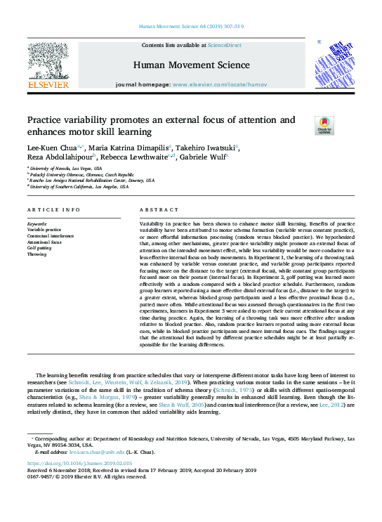 (PDF) Practice variability promotes an external focus of attention and ...
