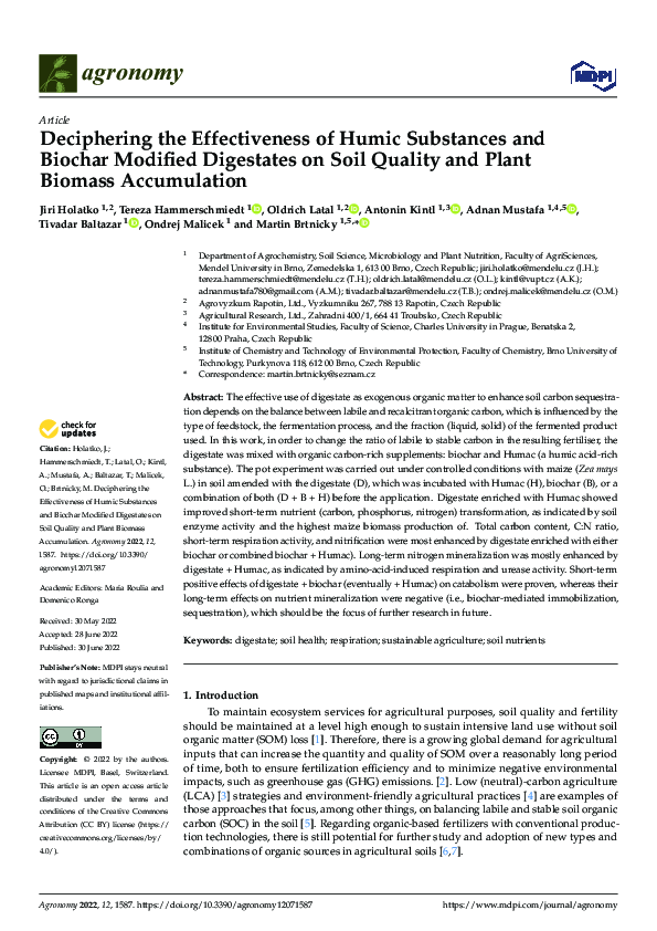 (PDF) Deciphering the Effectiveness of Humic Substances and Biochar ...