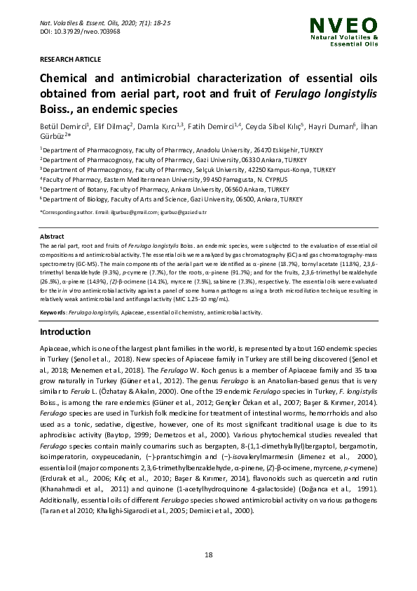 (PDF) Chemical and antimicrobial characterization of essential oils ...