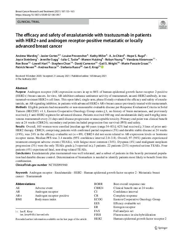 (PDF) The efficacy and safety of enzalutamide with trastuzumab in ...