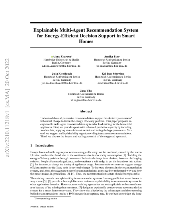 (PDF) Explainable Multi-Agent Recommendation System for Energy ...