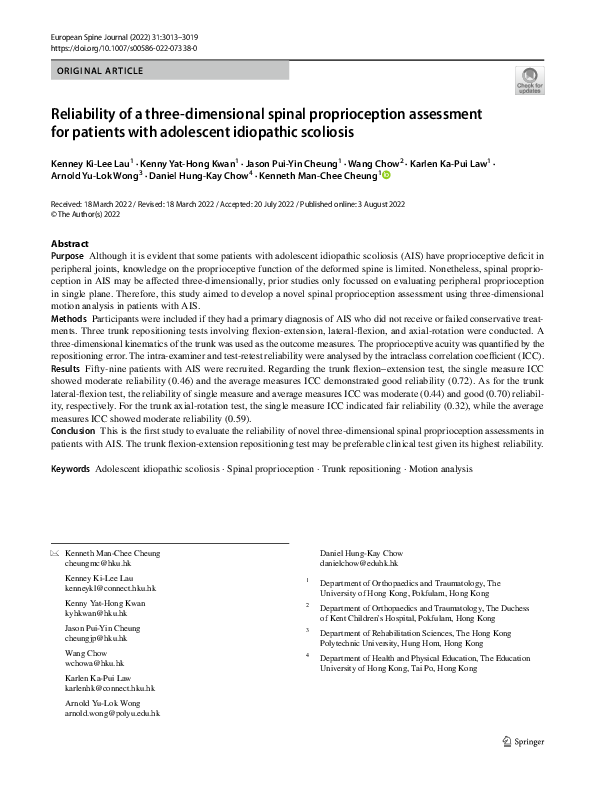 (PDF) Reliability of a three-dimensional spinal proprioception ...