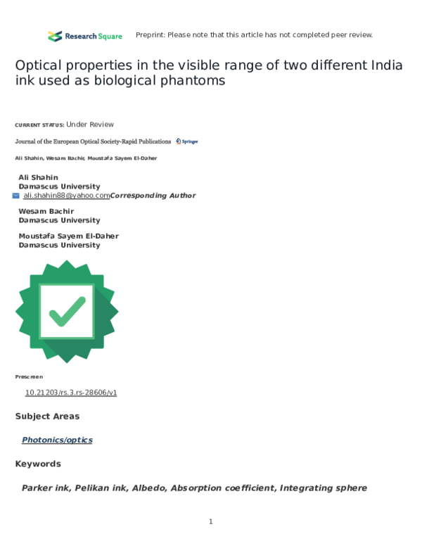 (PDF) Optical properties in the visible range of two different India ...
