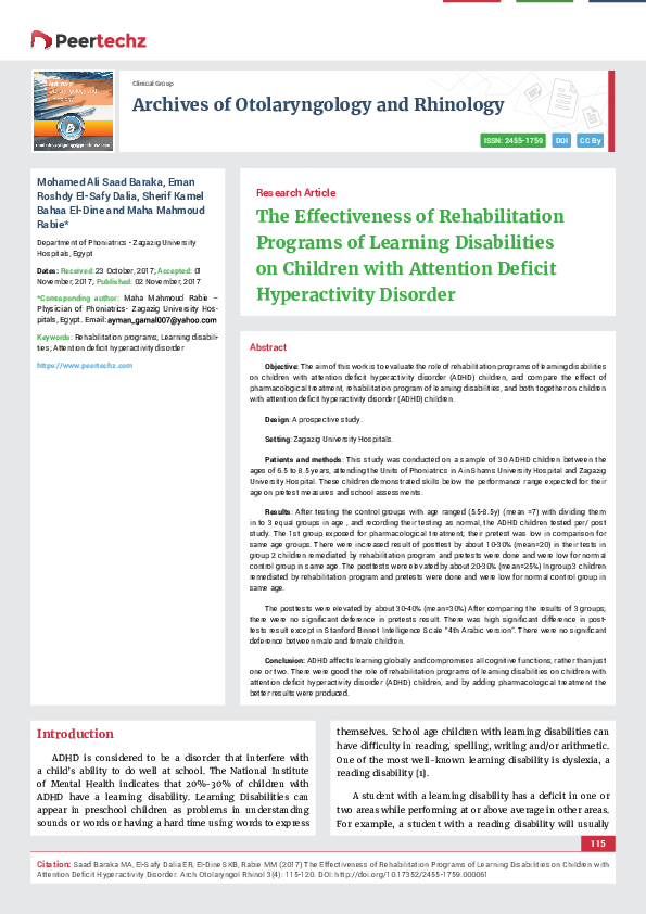 (PDF) The Effectiveness of Rehabilitation Programs of Learning ...