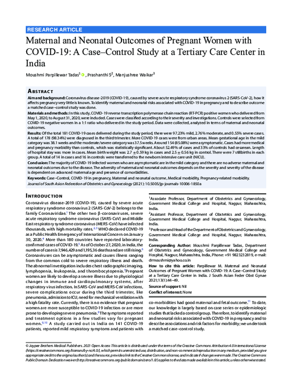(PDF) Maternal and Neonatal Outcomes of Pregnant Women with COVID-19: A ...