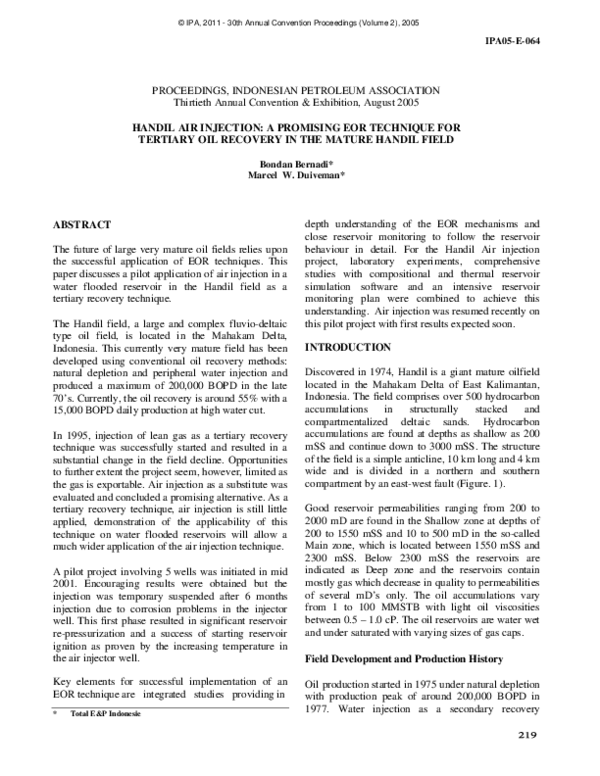 (PDF) Handil air injection: a promising EOR technique for tertiary oil ...