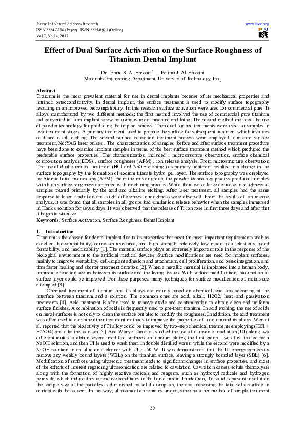 (PDF) Effect of Dual Surface Activation on the Surface Roughness of ...