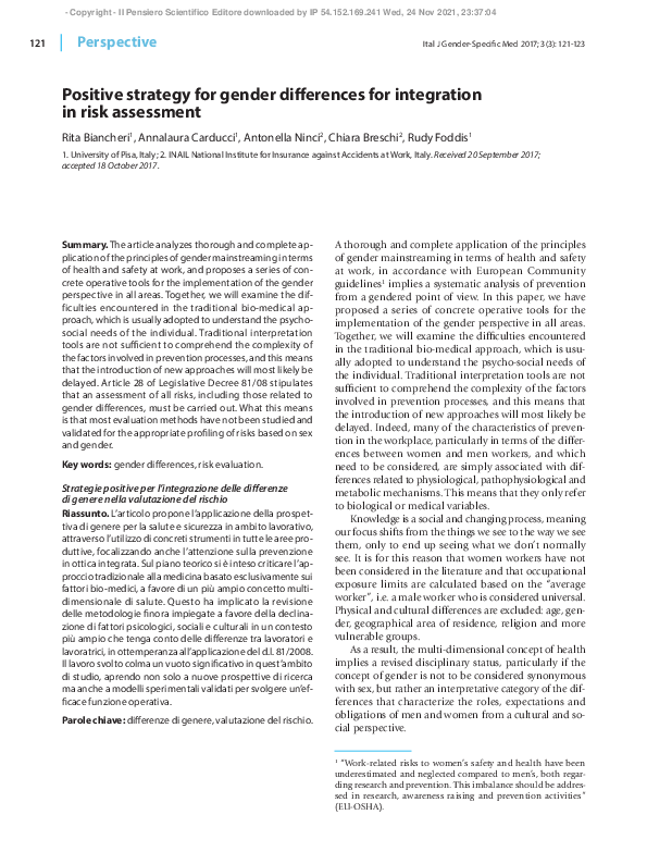 (PDF) Positive strategy for gender differences for integration in risk ...