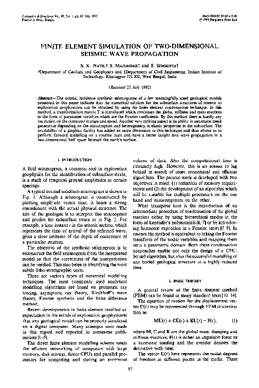 (PDF) Finite element simulation of two-dimensional seismic wave propagation