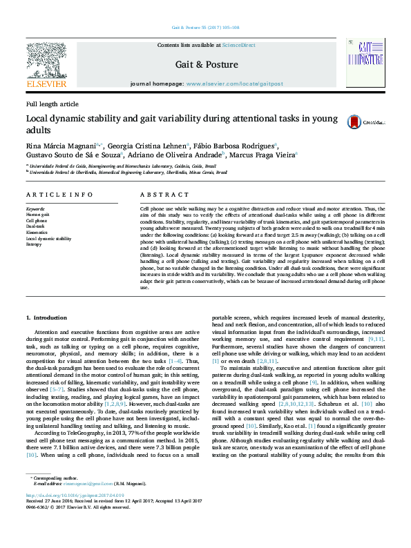 (PDF) Local dynamic stability and gait variability during attentional ...