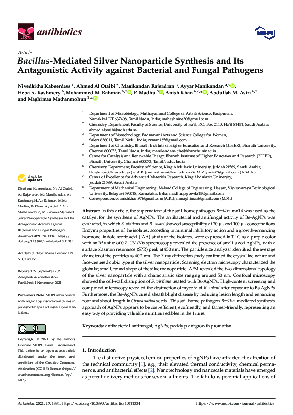 (PDF) Bacillus-Mediated Silver Nanoparticle Synthesis and Its ...