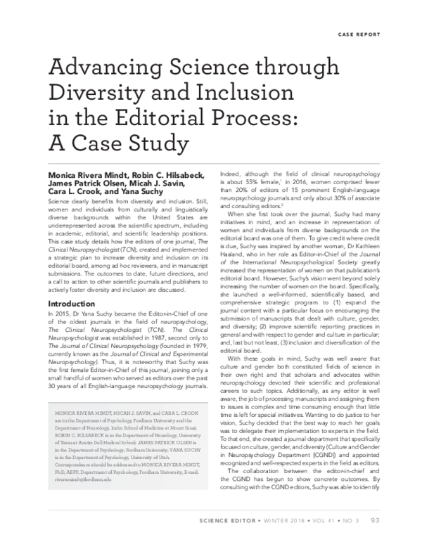 (PDF) Advancing Science through Diversity and Inclusion in the ...