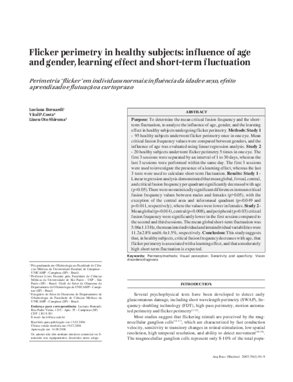 (PDF) Flicker perimetry in healthy subjects: influence of age and ...