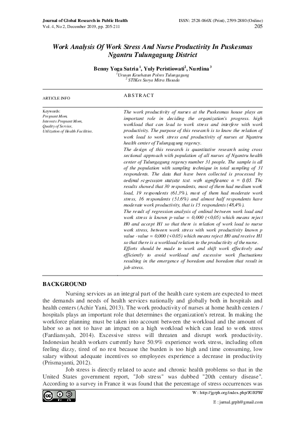 Picture Idea: Pdf Work Analysis Of Work Stress And Nurse Productivity In