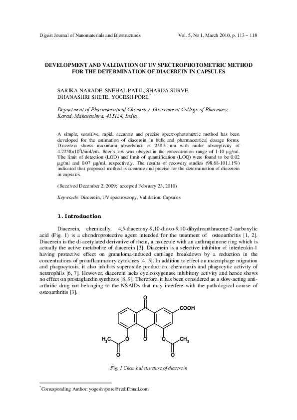 (PDF) Development and Validation of Uv Spectrophotometric Method for ...