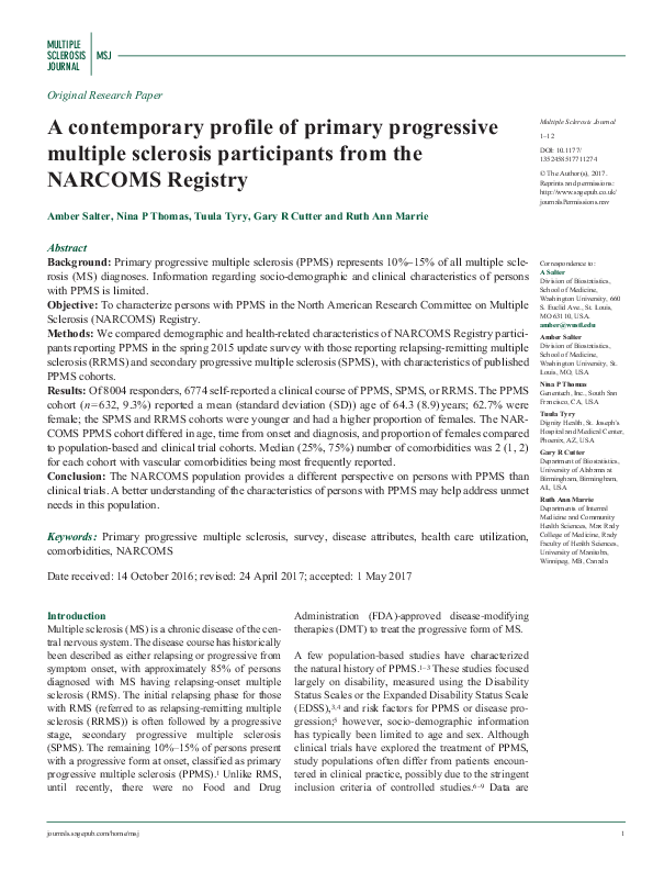 (PDF) A contemporary profile of primary progressive multiple sclerosis ...