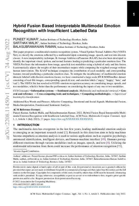 (PDF) Hybrid Fusion Based Interpretable Multimodal Emotion Recognition ...