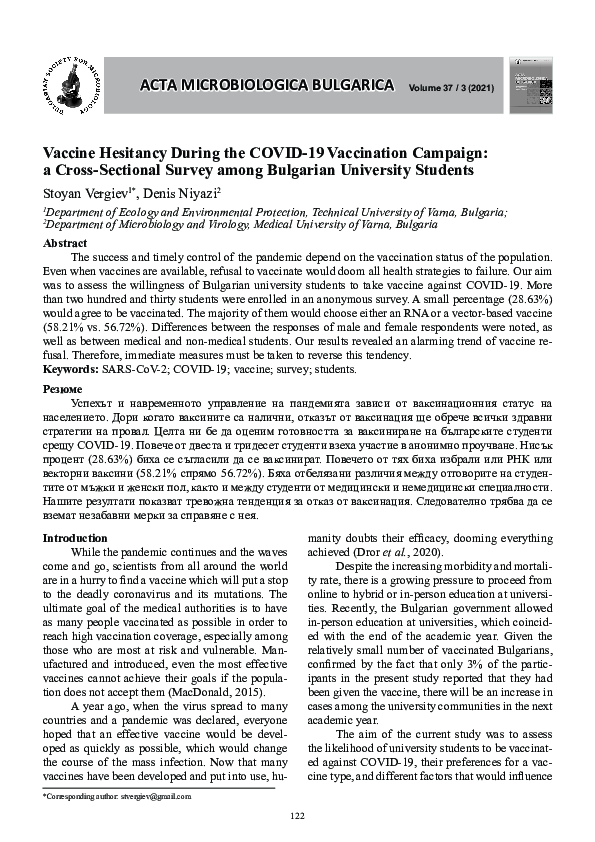 (PDF) Vaccine Hesitancy During the Covid 19 Vaccination Campaign a ...