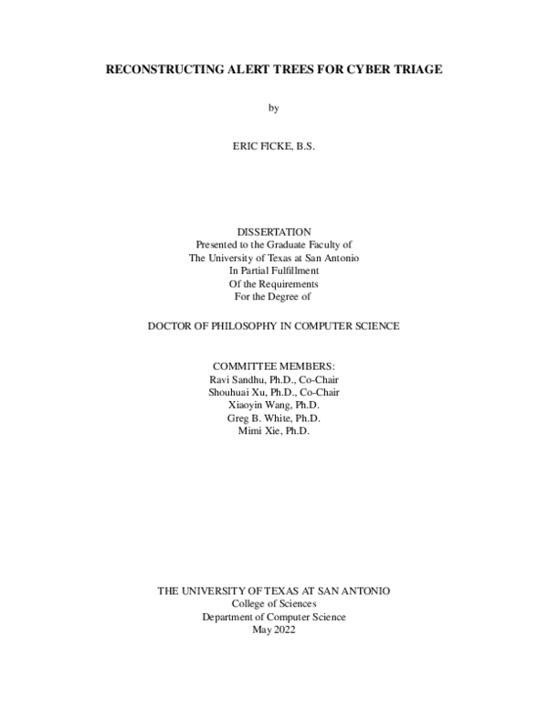 (PDF) RECONSTRUCTING ALERT TREES FOR CYBER TRIAGE Shouhuai Xu Academia.edu