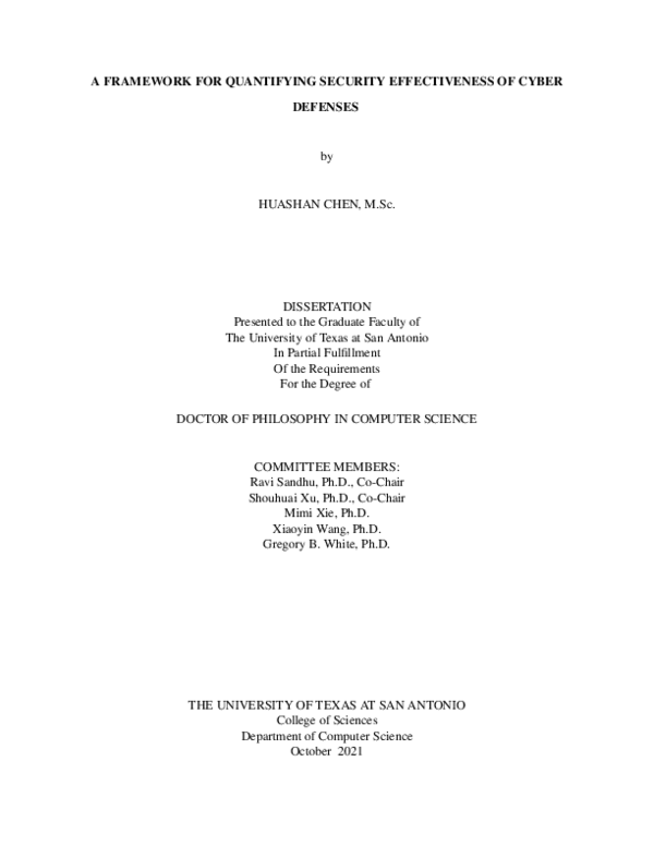 (PDF) A FRAMEWORK FOR QUANTIFYING SECURITY EFFECTIVENESS OF CYBER