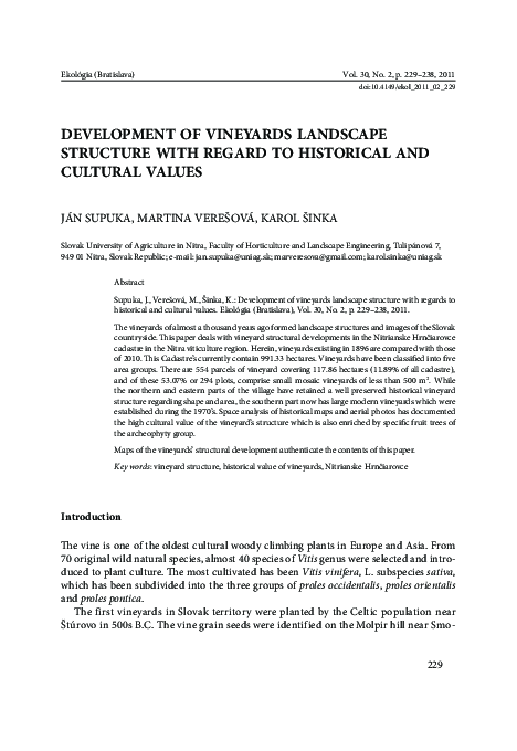(PDF) Development of vineyards landscape structure with regard to ...