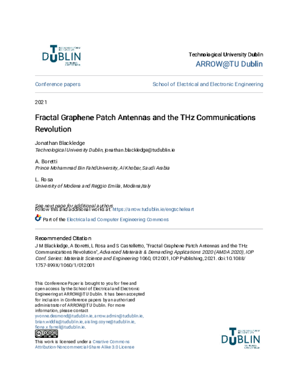 (PDF) Fractal Graphene Patch Antennas and the THz Communications Revolution