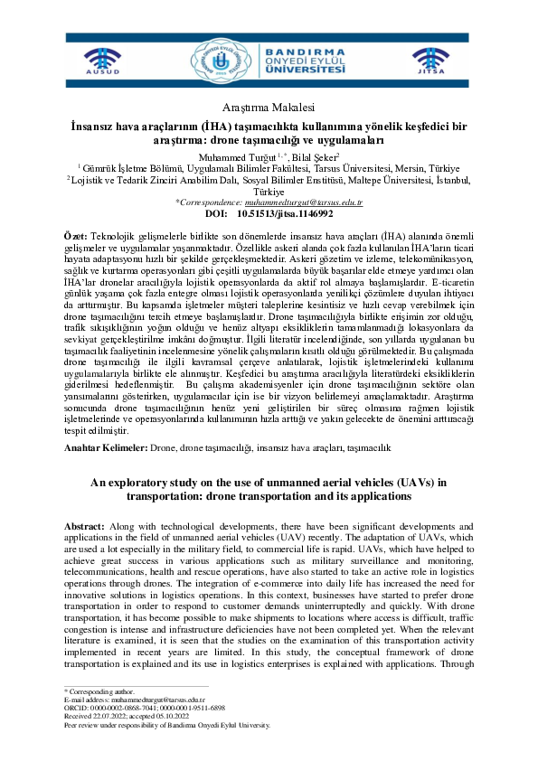 (PDF) An exploratory study on the use of unmanned aerial vehicles (UAVs