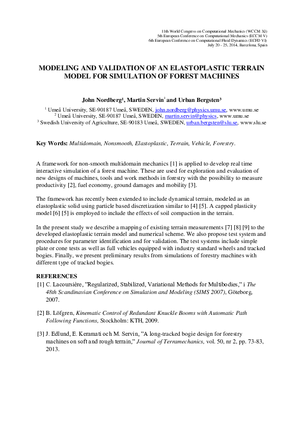 (PDF) Modeling and Validation of an Elastoplastic Terrain Model for ...