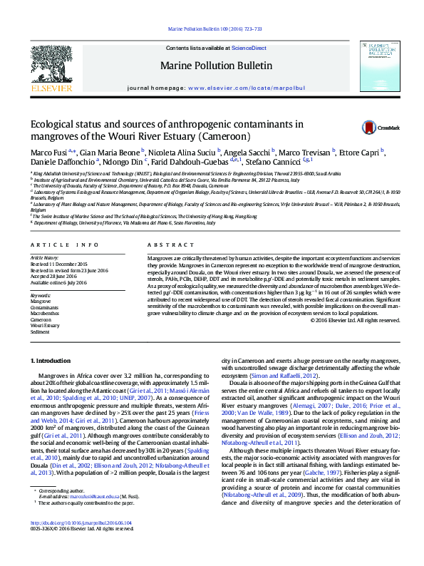 (PDF) Ecological status and sources of anthropogenic contaminants in ...