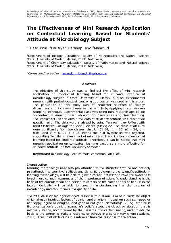 (PDF) The Effectiveness of Mini Research Application on Contextual ...