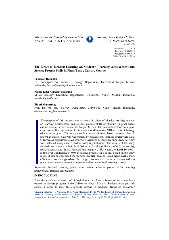 (PDF) The Effect of Blended Learning on Student's Learning Achievement ...