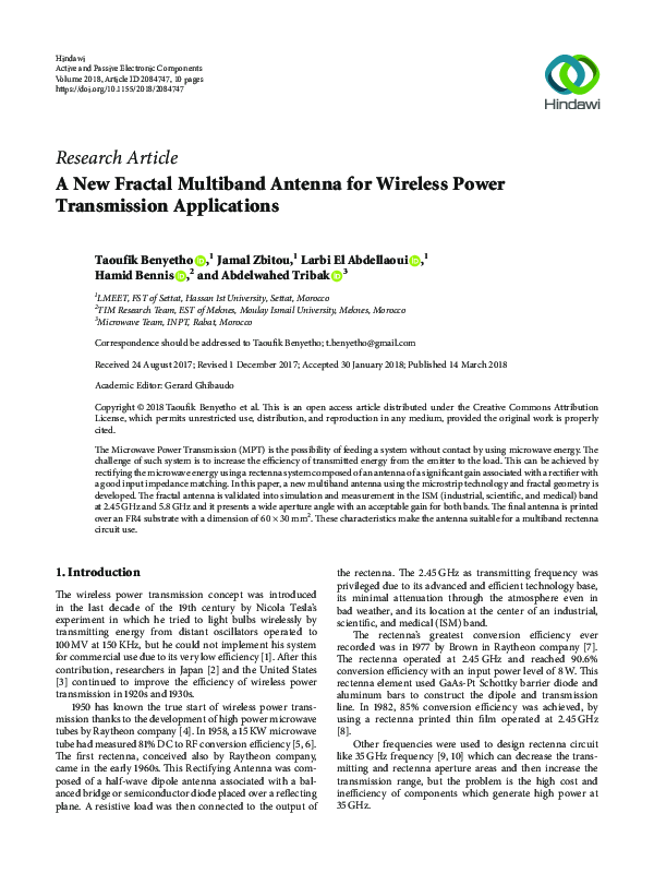 (PDF) A New Fractal Multiband Antenna for Wireless Power Transmission ...
