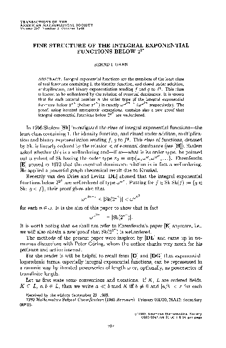 Pdf Fine Structure Of The Integral Exponential
