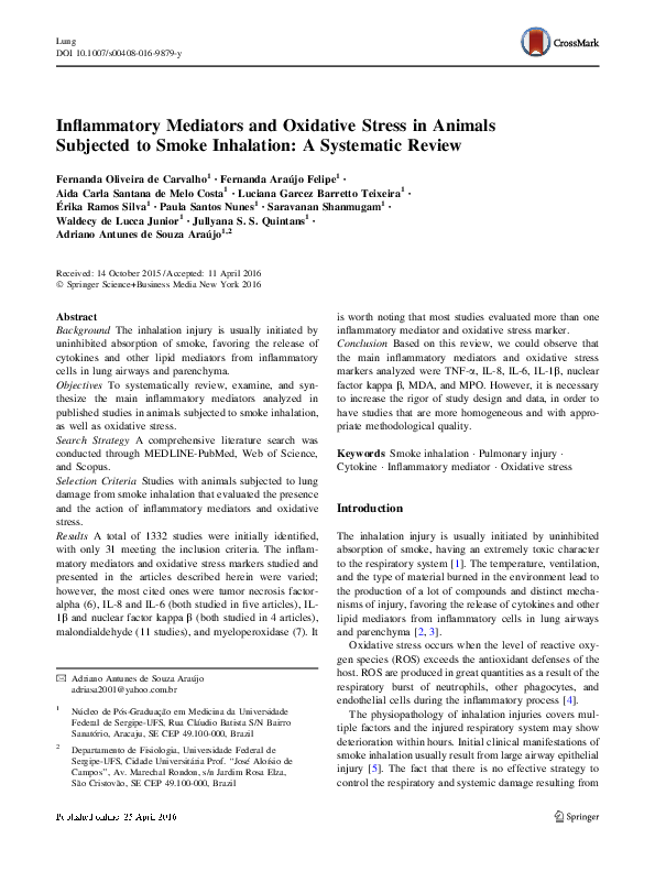 (PDF) Inflammatory Mediators and Oxidative Stress in Animals Subjected